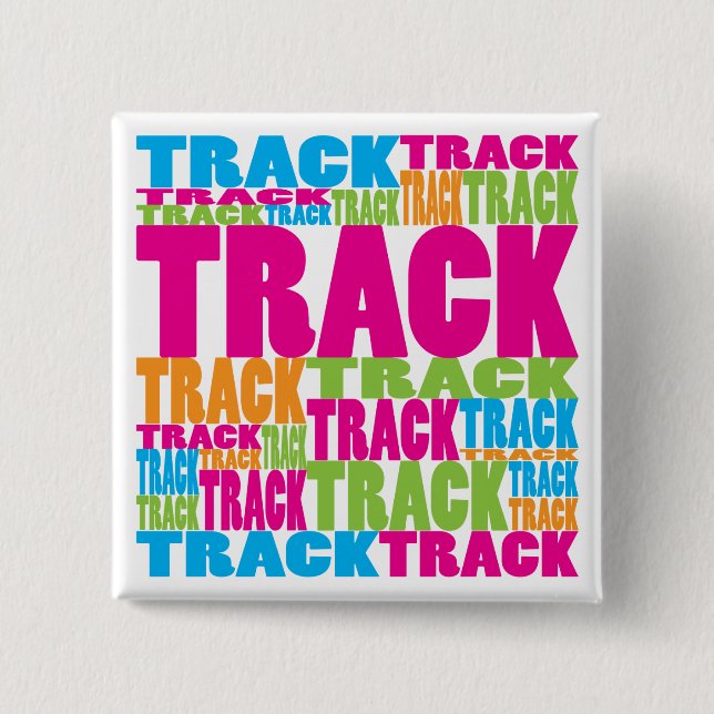 Colourful Track 2 Inch Square Button (Front)