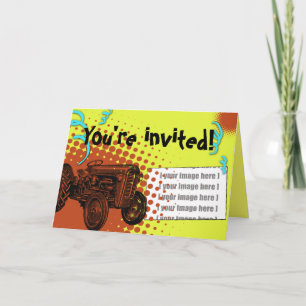 Colourful Tractor Party Invitation: Add your photo Invitation
