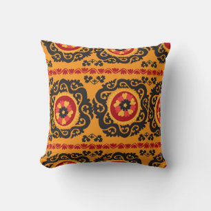 Colourful traditional asian carpet embroidery moti throw pillow