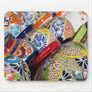 Colourful traditional hand-painted Mexican pottery Mouse Pad