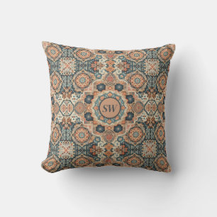 Colourful Traditional Moroccan Rug Pattern Throw Pillow