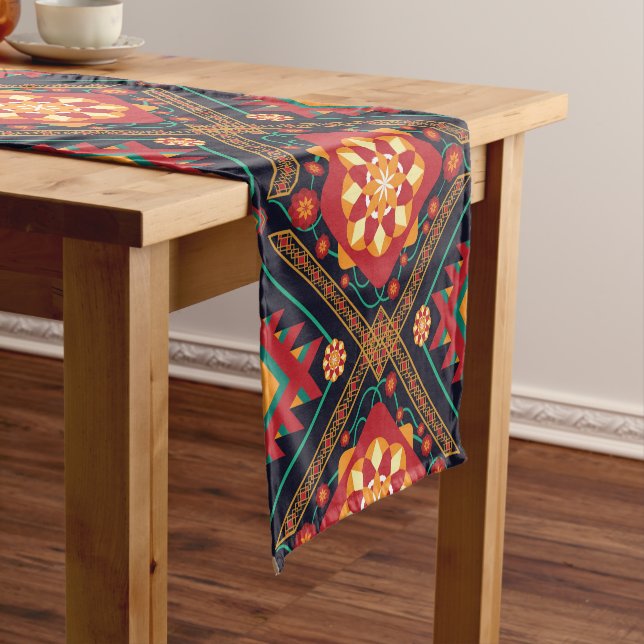 Colourful Traditional Southwestern Pattern Short Table Runner (In Situ)
