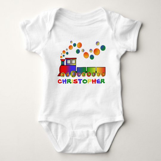 Colourful Train Personalized Baby Bodysuit