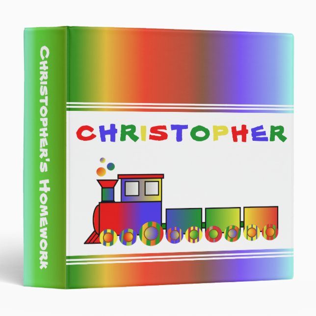 Colourful Train Personalized Binder (Front/Spine)