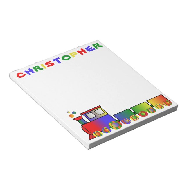 Colourful Train Personalized Notepad (Angled)
