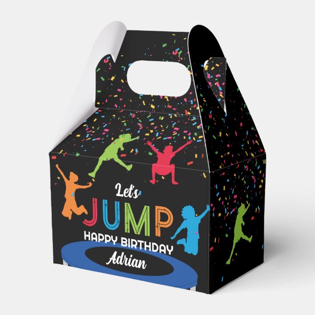 Colourful Trampoline Park Jump Kids Birthday Party Favor Box (Front Side)