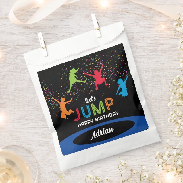 Colourful Trampoline Park Jump Kids Birthday Party Favour Bag (Clipped)