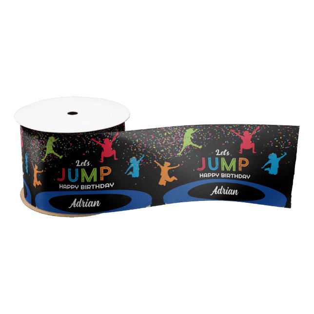 Colourful Trampoline Park Jump Kids Birthday Party Satin Ribbon (Spool)