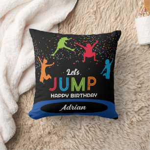 Colourful Trampoline Park Jump Kids Birthday Party Throw Pillow