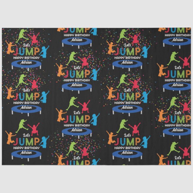 Colourful Trampoline Park Jump Kids Birthday Party Tissue Paper (Front)