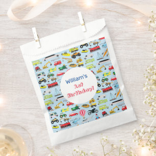 Colourful Transportation & Vehicles Kids Name Favour Bag
