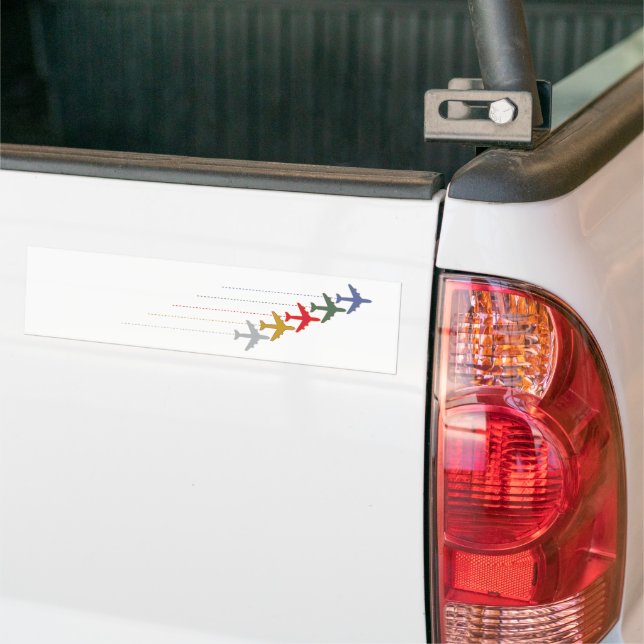 colourful travel airplanes bumper sticker (On Truck)