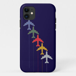 colourful travel airplanes iPhone 11 case