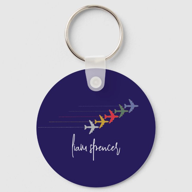colourful travel airplanes keychain (Front)