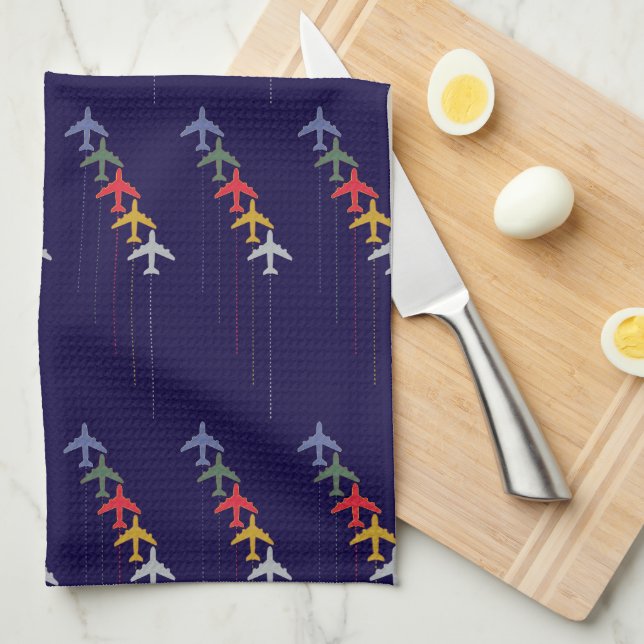 colourful travel airplanes kitchen towel (Quarter Fold)