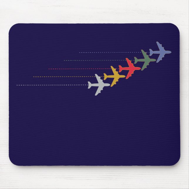 colourful travel airplanes mouse pad (Front)
