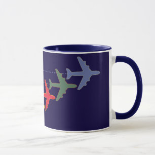 colourful travel airplanes mug