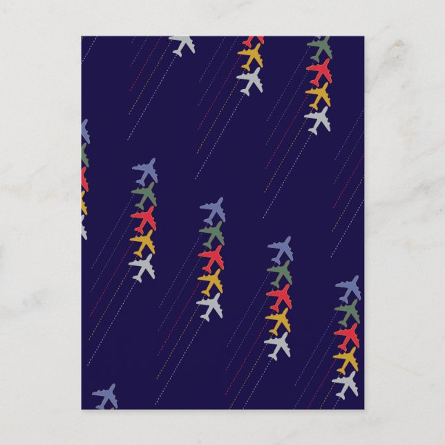 colourful travel airplanes postcard (Front)