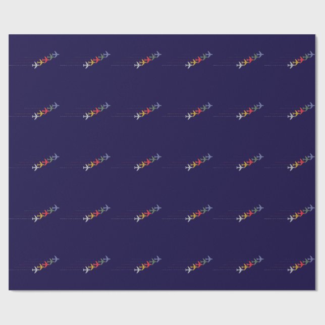 colourful travel airplanes wrapping paper (Flat)