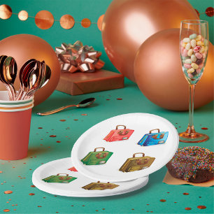 Colourful Travel Briefcase Collection Paper Plate
