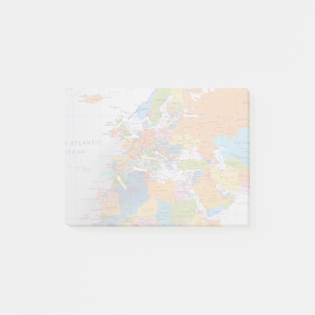 Colourful Travel Map Post-it Notes (Front)