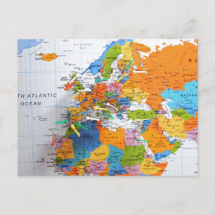 Colourful Travel Map Postcard