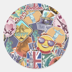 Colourful Travel Sticker Pattern