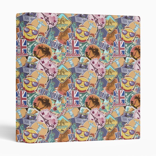 Colourful Travel Sticker Pattern Binder (Front/Spine)