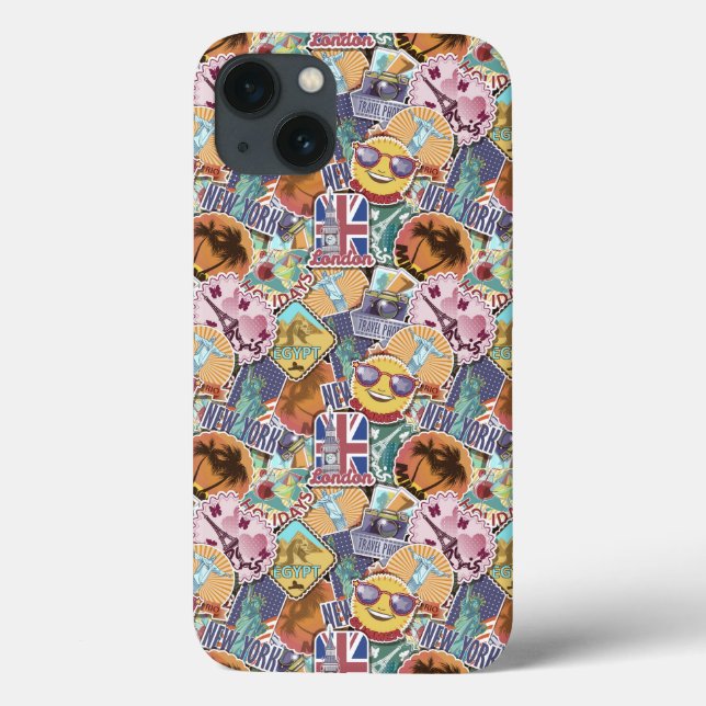 Colourful Travel Sticker Pattern Case-Mate iPhone Case (Back)