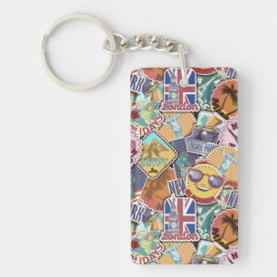 Colourful Travel Sticker Pattern Keychain