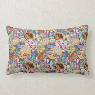 Colourful Travel Sticker Pattern Lumbar Pillow