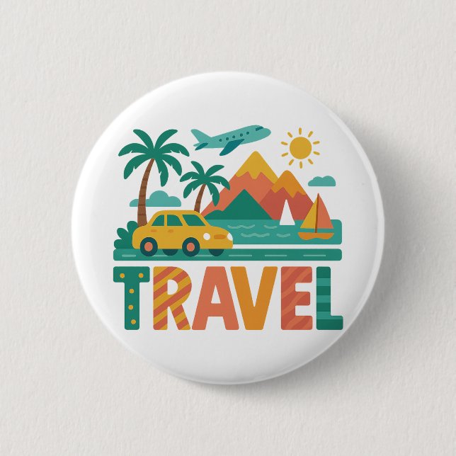 Colourful Travel Vacation Adventure 2 Inch Round Button (Front)