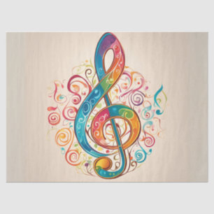 Colourful Treble Clef Decoupage Tissue Paper