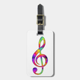 Colourful Treble Clef Luggage Tag