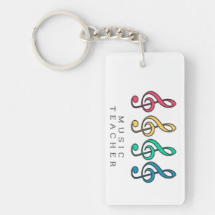 Colourful Treble Clef Music Teacher Keychain