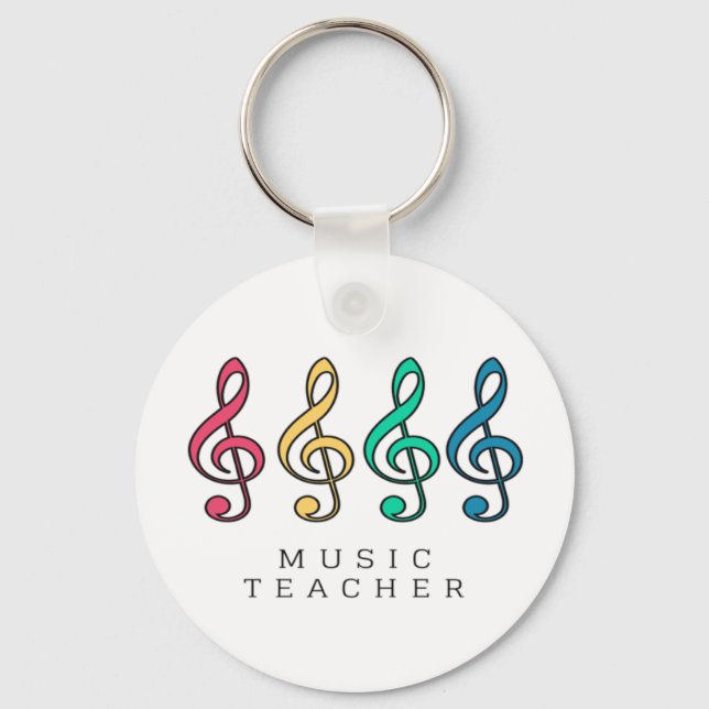Colourful Treble Clef Music Teacher   Keychain (Front)