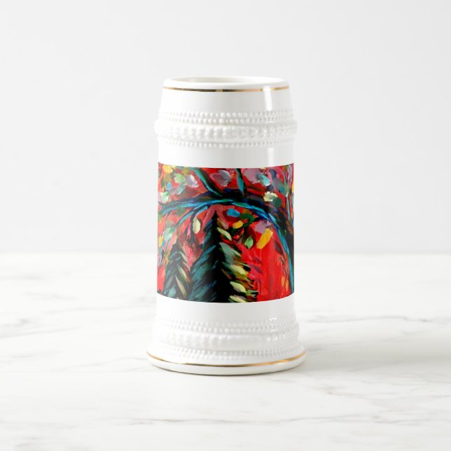 Colourful Tree And River Painting Beer Stein (Center)