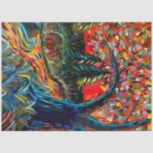 Colourful Tree And River Painting Tissue Paper