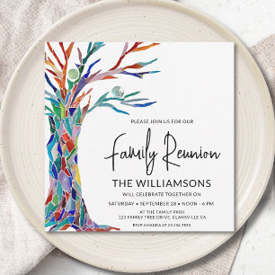 Colourful Tree Family Reunion Invitation