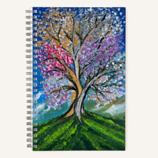 Colourful Tree - handmade artwork Notebook