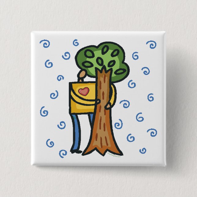 Colourful Tree Hugger 2 Inch Square Button (Front)