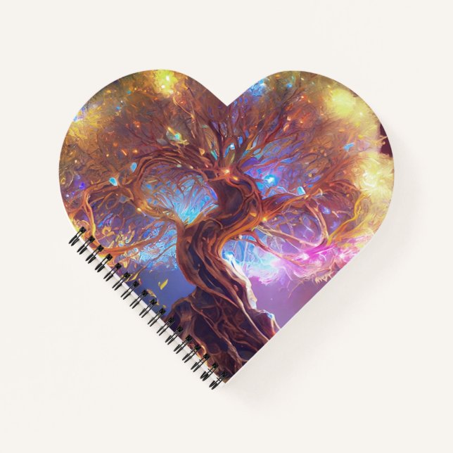 Colourful Tree of Life Ancient Rustic Notebook (Front)