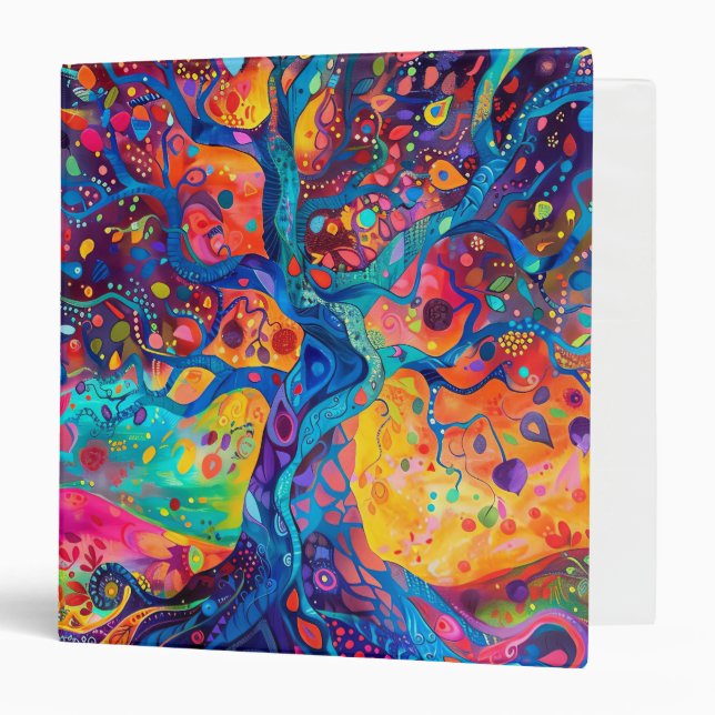 Colourful Tree of Life Rainbow Serenity Nature Art Binder (Front/Inside)