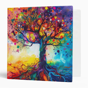 Colourful Tree of Life Rainbow Serenity Nature Art Binder
