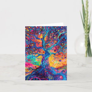 Colourful Tree of Life Rainbow Serenity Nature Art Card