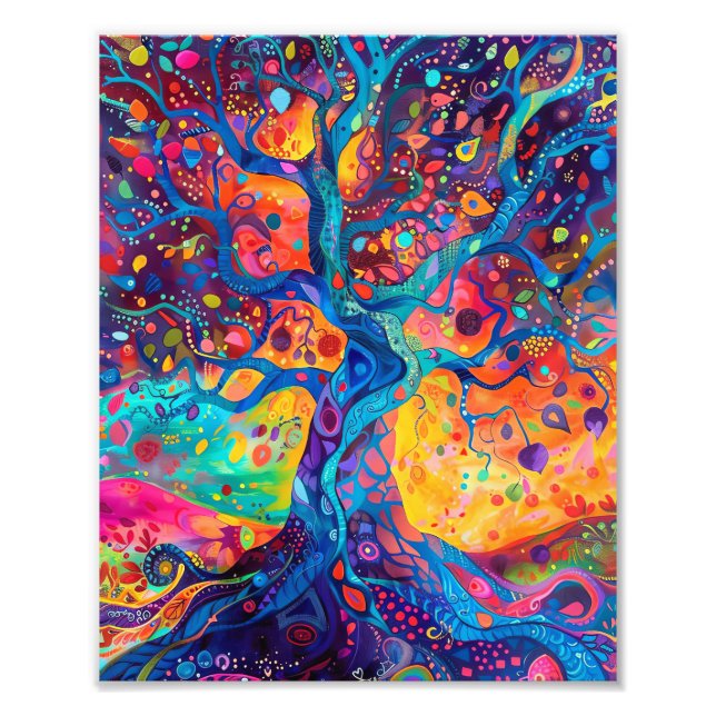 Colourful Tree of Life Rainbow Serenity Nature Art Photo Print (Front)