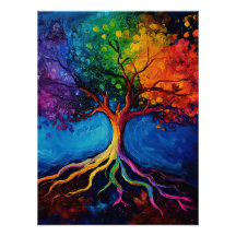 Colourful Tree of Life Roots Knowledge Wisdom Peac