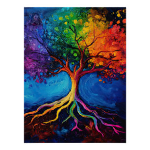 Colourful Tree of Life Roots Knowledge Wisdom Peac Poster