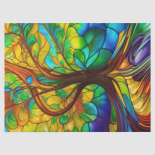 Colourful Tree of Life Stained Glass Look Tissue Paper