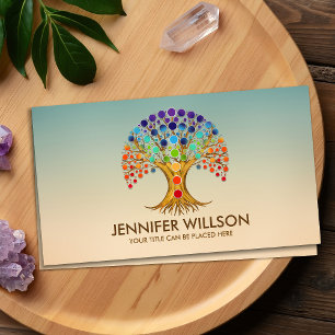 Colourful  Tree of life with Chakras  Business Card